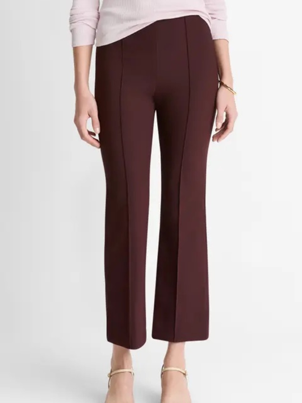 ONA Kick Flare Women's Tailored Maroon Ponte Flare Pants